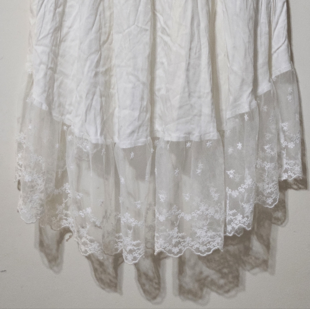 NWT BloomChic White Ruffle Sleeve Lace Hem High Low Dress Cottagecore Size 12 - Picture 8 of 12